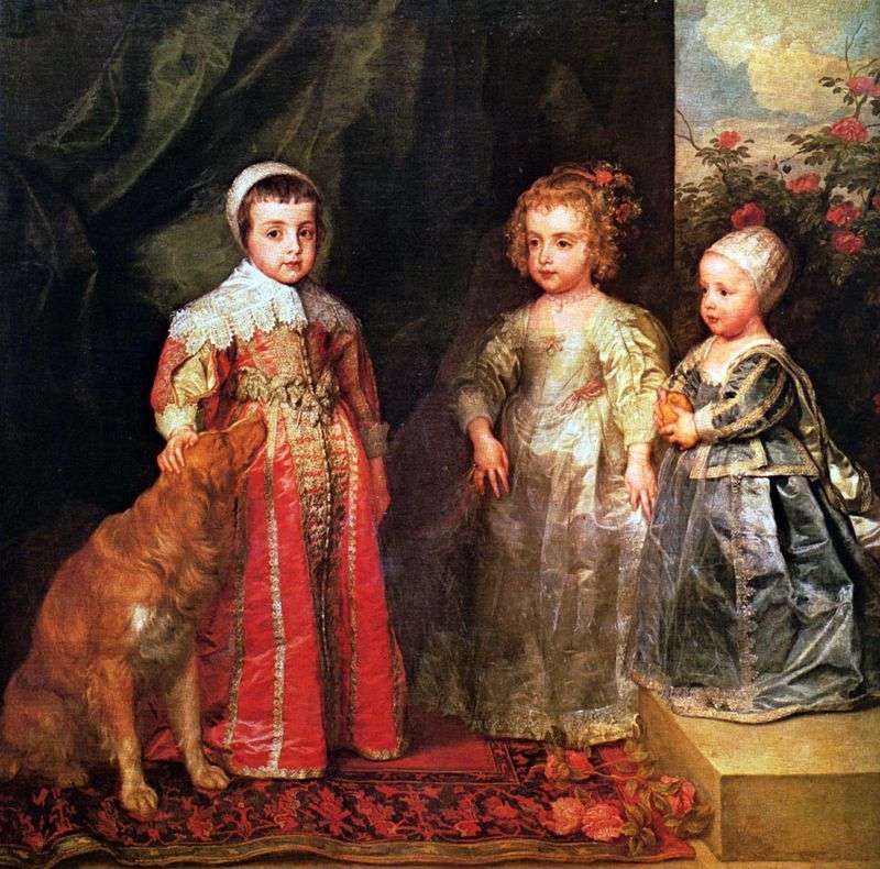 Portrait of three older children of Charles I by Anthony Van Dyck