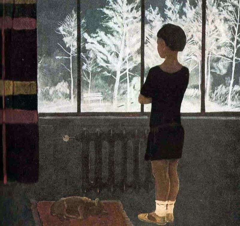 Winter. The girl at the window by Alexander Deineka