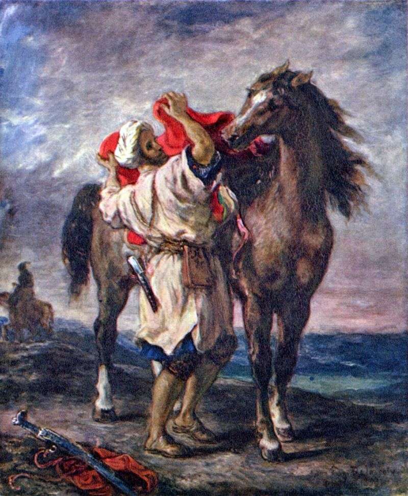 The Moroccan, the saddling horse by Eugene Delacroix