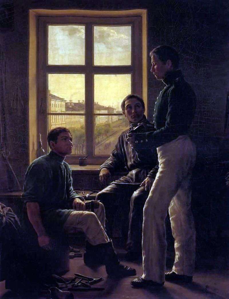 Sailors in the shoe shop by Alexander Gavrilovich Denisov