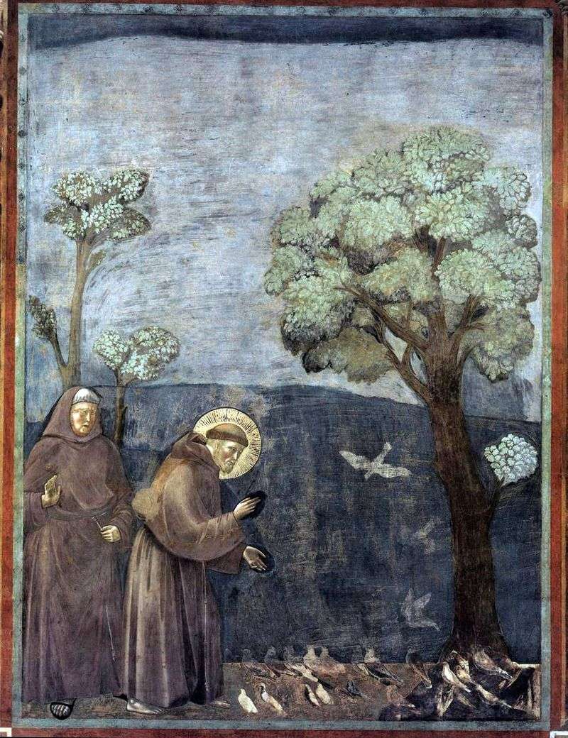 Preaching to the birds by Giotto