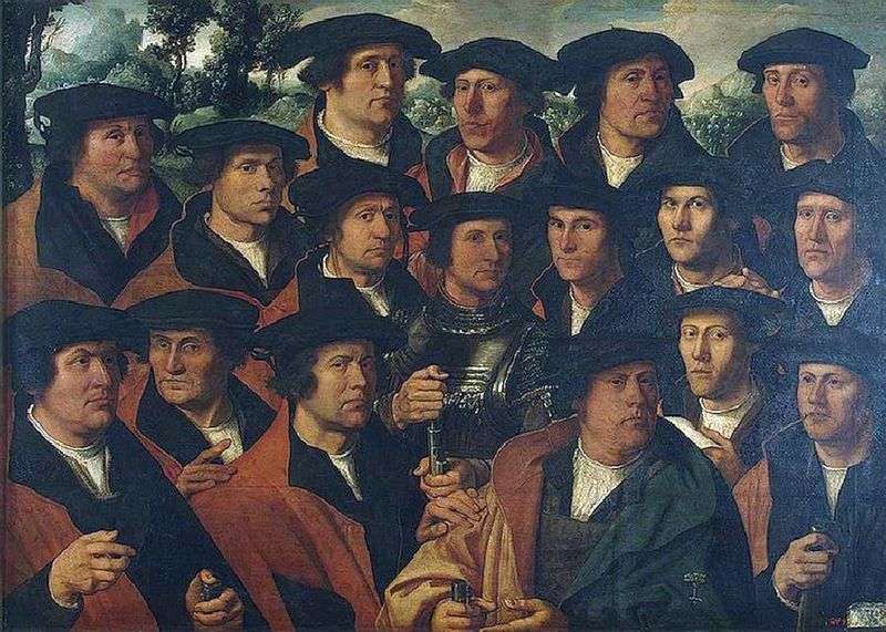 A group portrait of the corporation of the Amsterdam shooters by Jacobs Dirk &;; nbsp