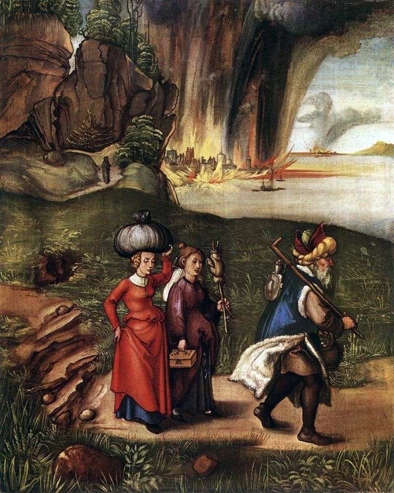 Flight of Lot with his daughters from Sodom by Albrecht Durer