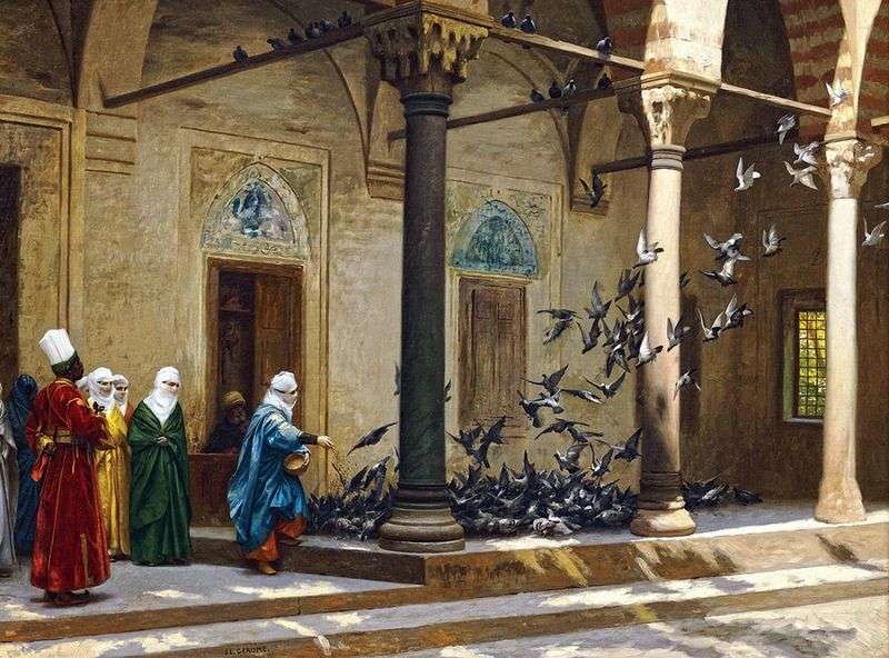 Women harem fed pigeons by Jean Leon Jerome