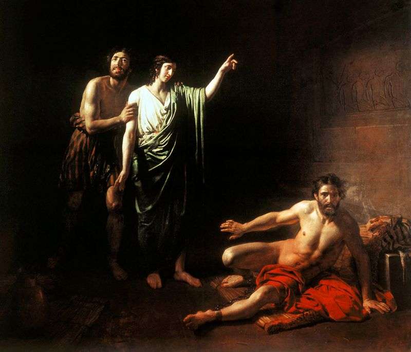 Joseph, interpreting dreams to prisoners with him in the dungeon cupbearer and baker by Alexander Ivanov