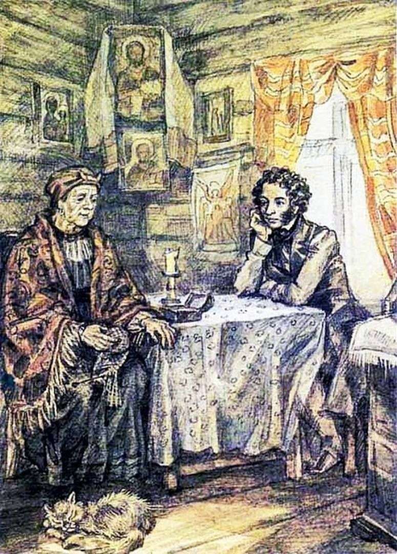 Pushkin and Arina Rodionovna by Yuri Ivanov