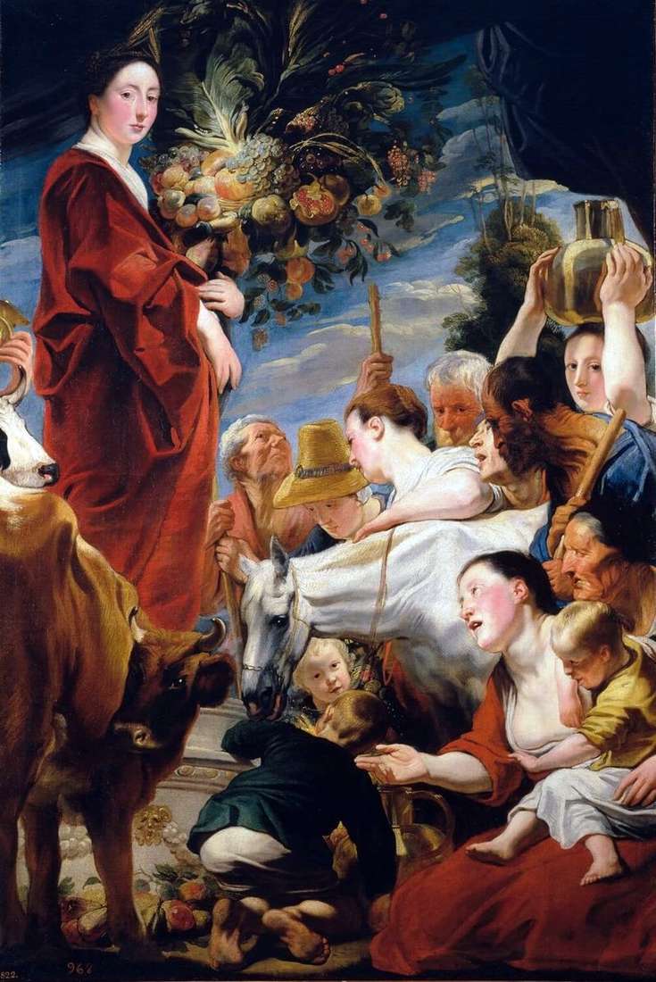 The offering to Ceres, the goddess of the harvest by Jacob Jordaens