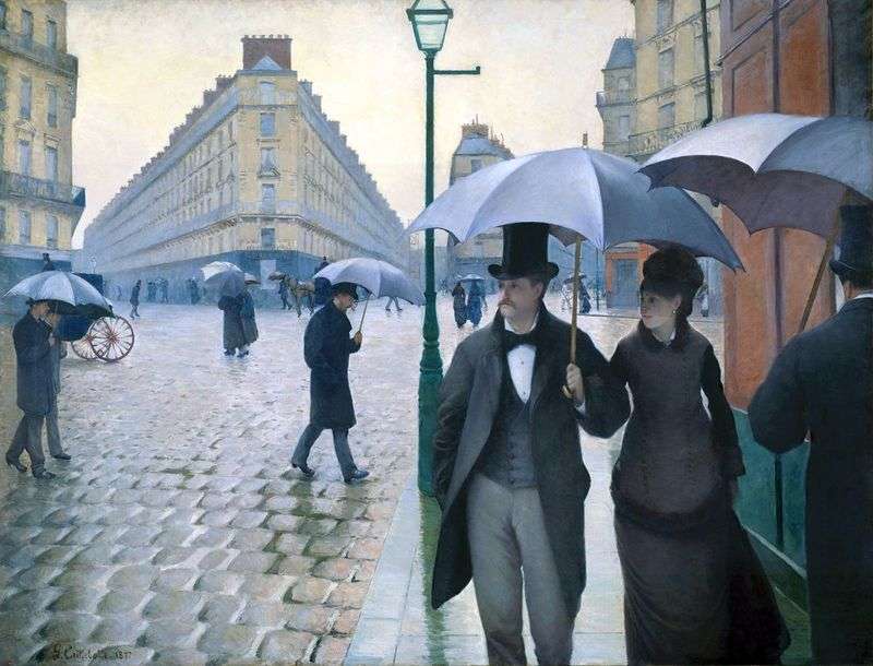 Paris street in rainy weather by Gustave Caillebotte