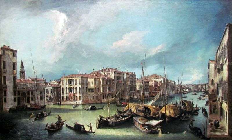 The Grand Canal: a view to the northeast on the Rialto Bridge by Antonio Canaletto