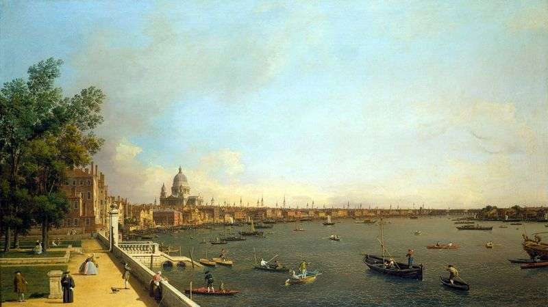 View of the Thames and London from Somersethaus by Antonio Canaletto