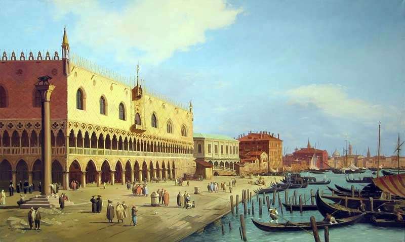 The Doges Palace and the Schiavoni Embankment by Antonio Canaletto