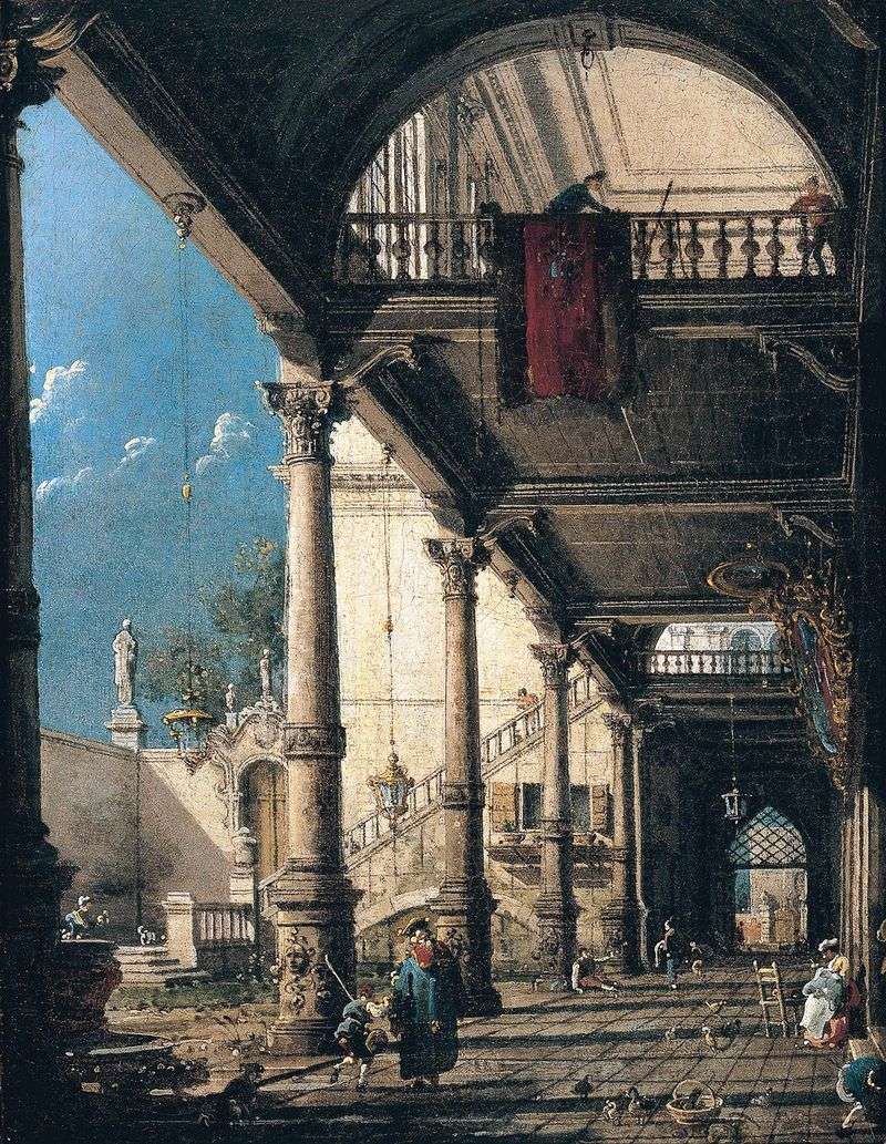 Capriccio with Colonnade by Antonio Canaletto