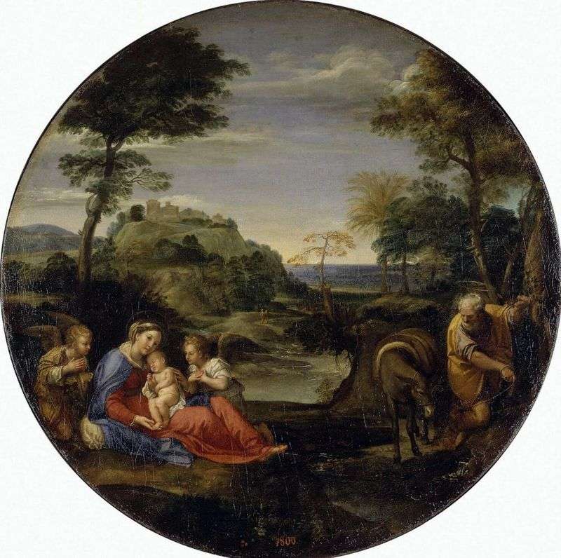 Landscape with a holiday scene of the Holy Family on the way to Egypt by Annibale Carracci