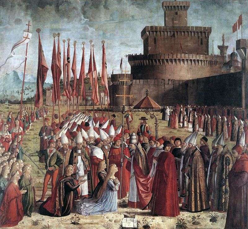 Meeting of Saint Ursula and pilgrims with the Roman Pope Kyriak by Vittore Carpaccio