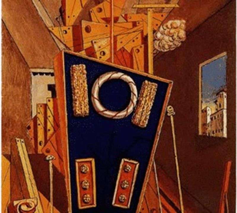 Metaphysical interior with biscuits by Giorgio de Chirico