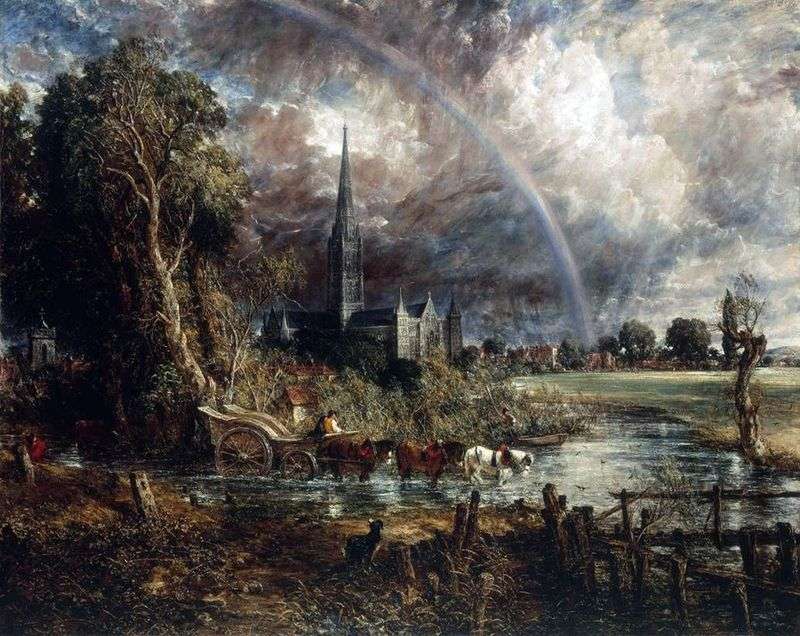 View of the Salisbury Cathedral from the meadows by John Constable