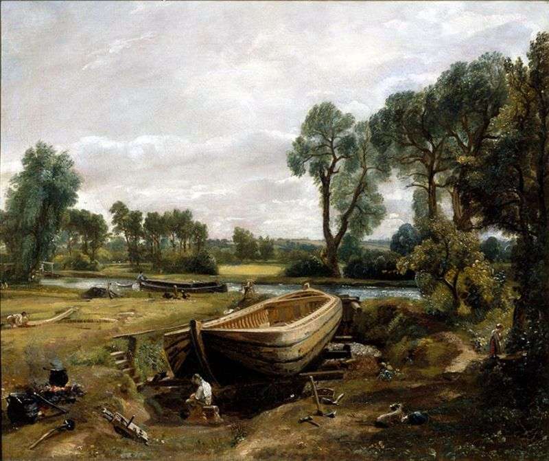 Construction of the barge by John Constable