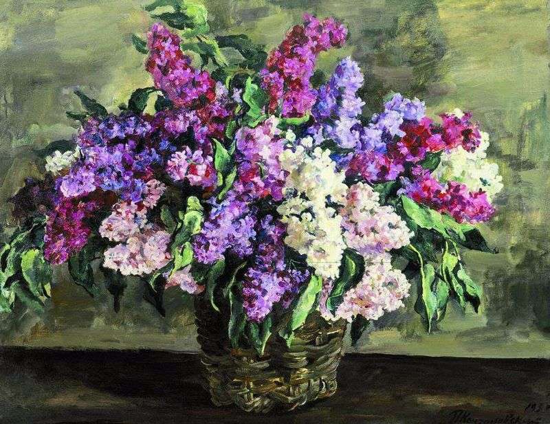 Lilac in the basket by Petr Konchalovsky