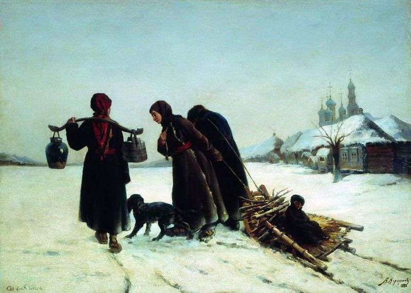In the winter in the village by Alexey Korzukhin