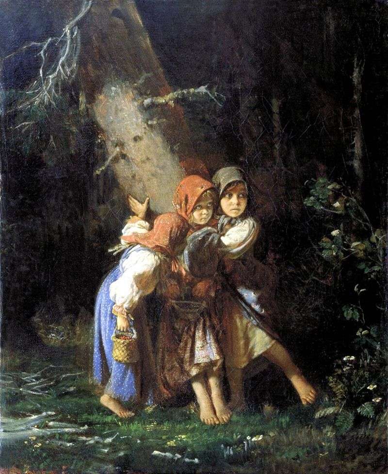 Peasant girls in the forest by Alexey Korzukhin