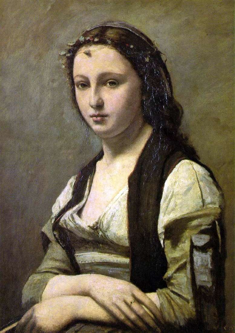 Woman with a pearl by Camille Corot