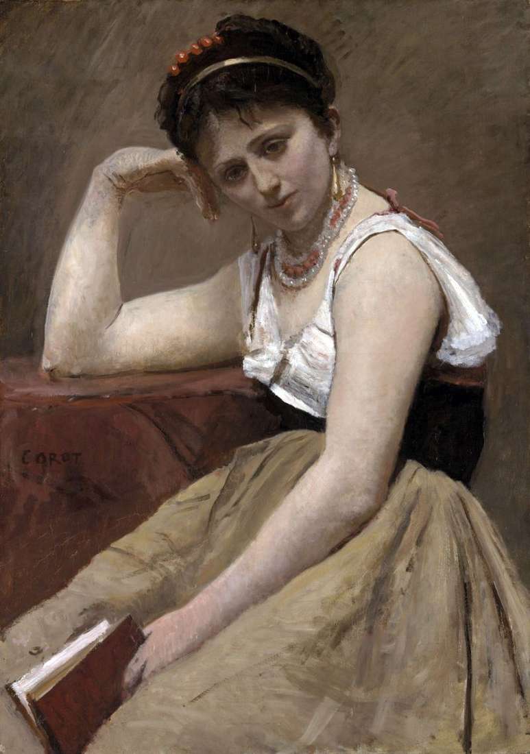 Interrupted reading by Camille Corot