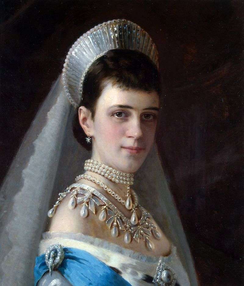 Portrait of Empress Maria Feodorovna in Pearl Dress by Ivan Kramskoy