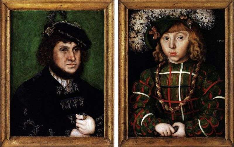 The double portrait of Johann the Tough and his son Johann Friedrich by Lucas Cranach