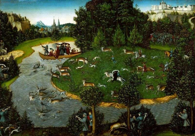 Hunting for deer by Lucas Cranach