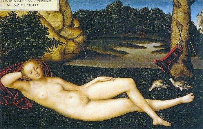 Resting nymph by Lucas Cranach