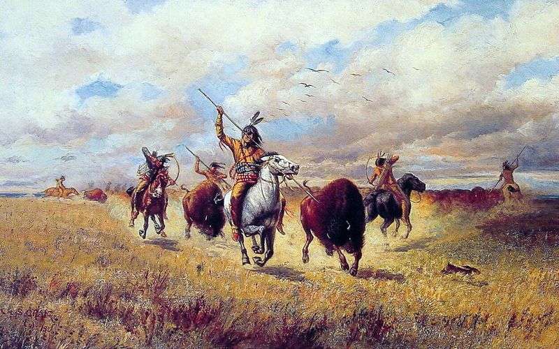 Bison hunting by Charles Craig