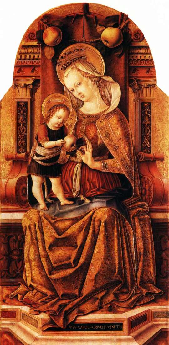 Maria with the baby on the throne by Carlo Crivelli