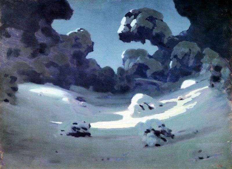 Moonlight spots in the forest. Winter by Arkhip Kuindzhi