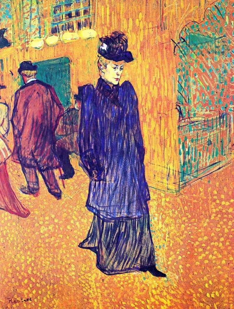 Jane Avril, coming out of the Moulin Rouge by Henri de Toulouse Lautrec