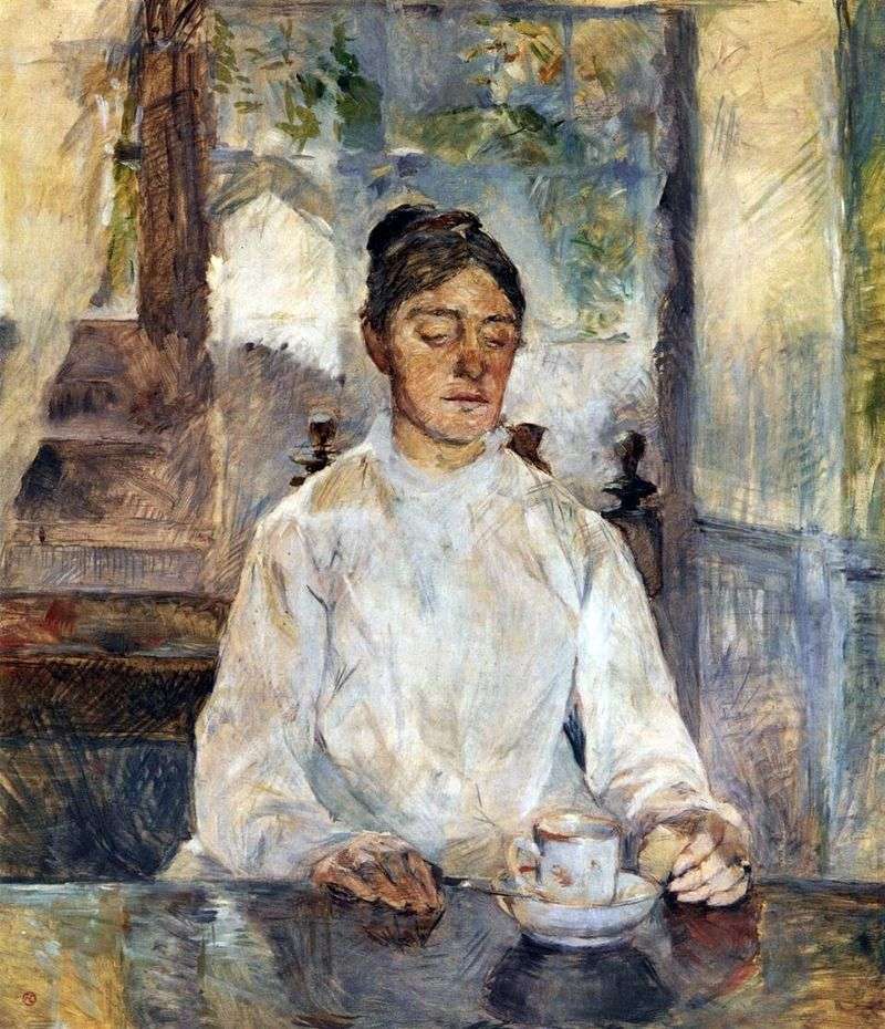 The artists mother, Countess Adele de Toulouse Lautrec at breakfast by Henri de Toulouse Lautrec