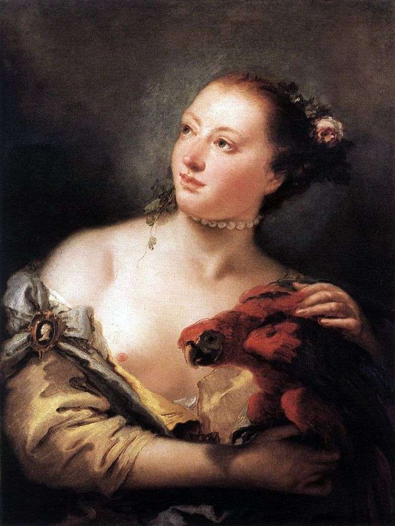 Girl with a parrot by Giovanni Battista Tiepolo