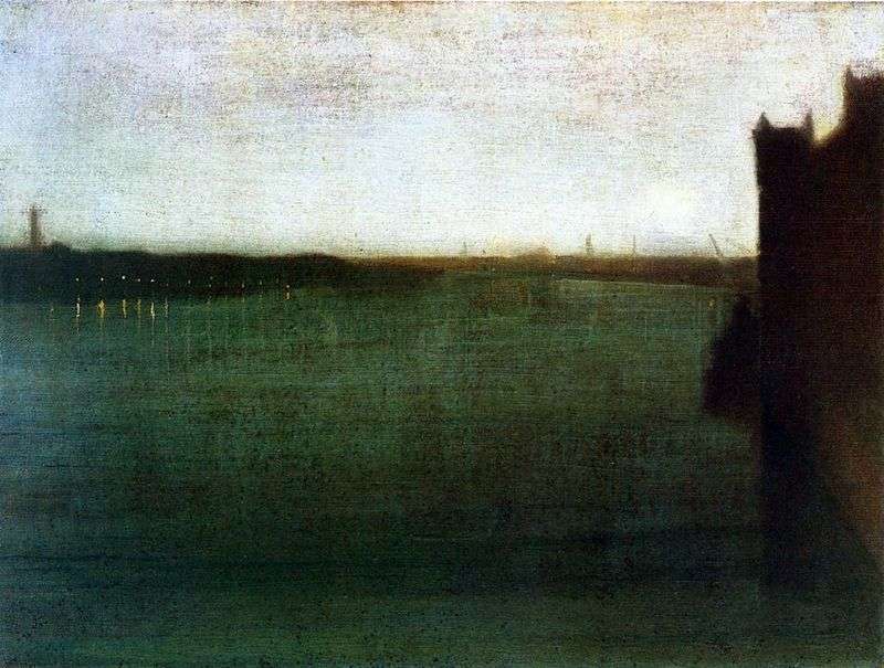 Nocturne in gray and gold: the bridge at Westminster by James Whistler