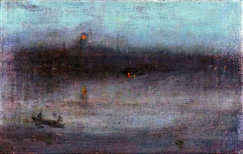 Nocturne in blue and silver: Wharf in Battersea by James Whistler