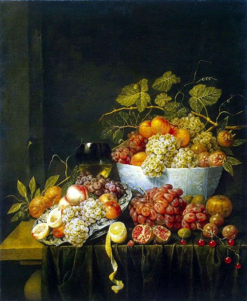 Still life with grapes by Adrian van Utrecht