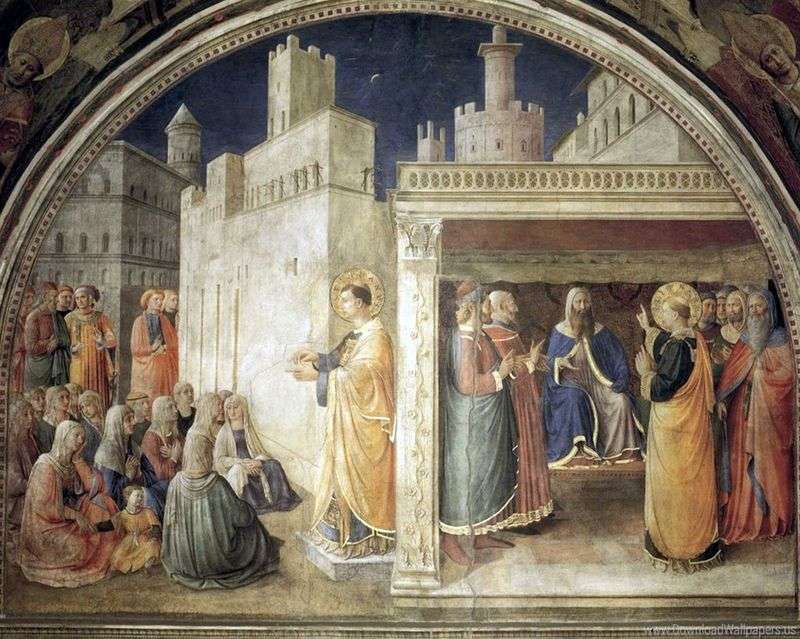 Preaching St. Stefan. St. Stephen in front of the Sanhedrin by Angelico Fra