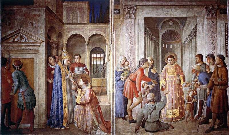 St. Lawrence, who receives the treasures of the church and distributes them to the poor by Angelico Fra