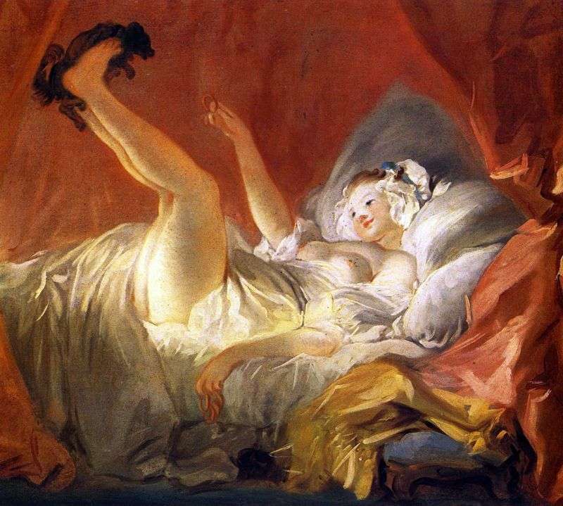 Girl playing with a dog by Jean Honoré Fragonard