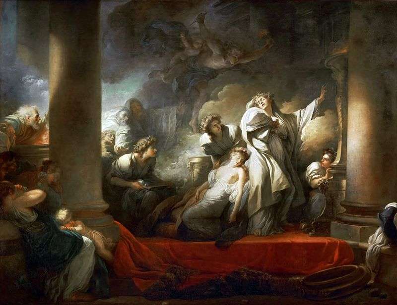 Priest Korese sacrifices himself for Kalliraes sake by Jean Honoré Fragonard