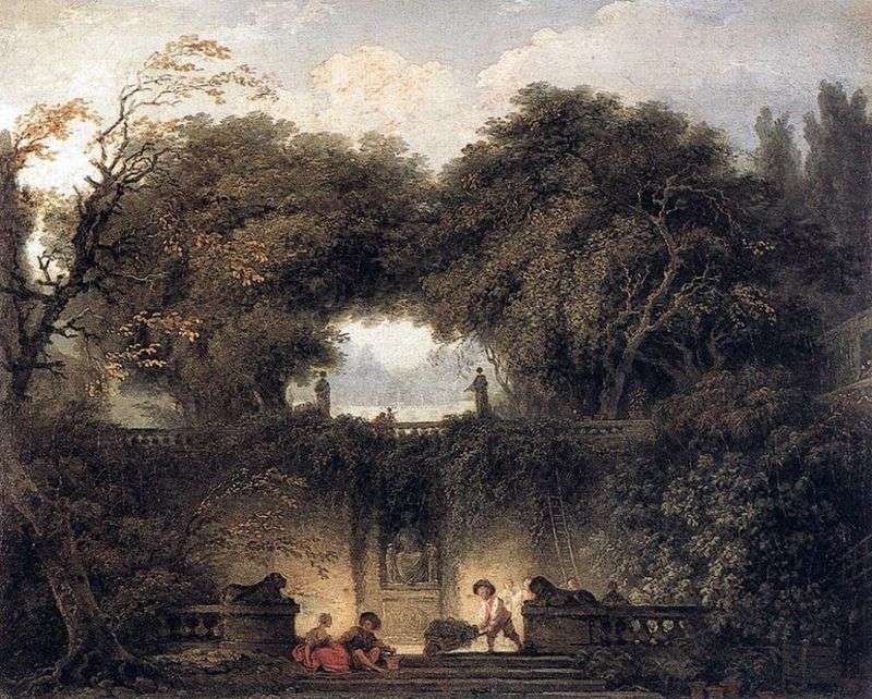 A small park by Jean Honore Fragonard