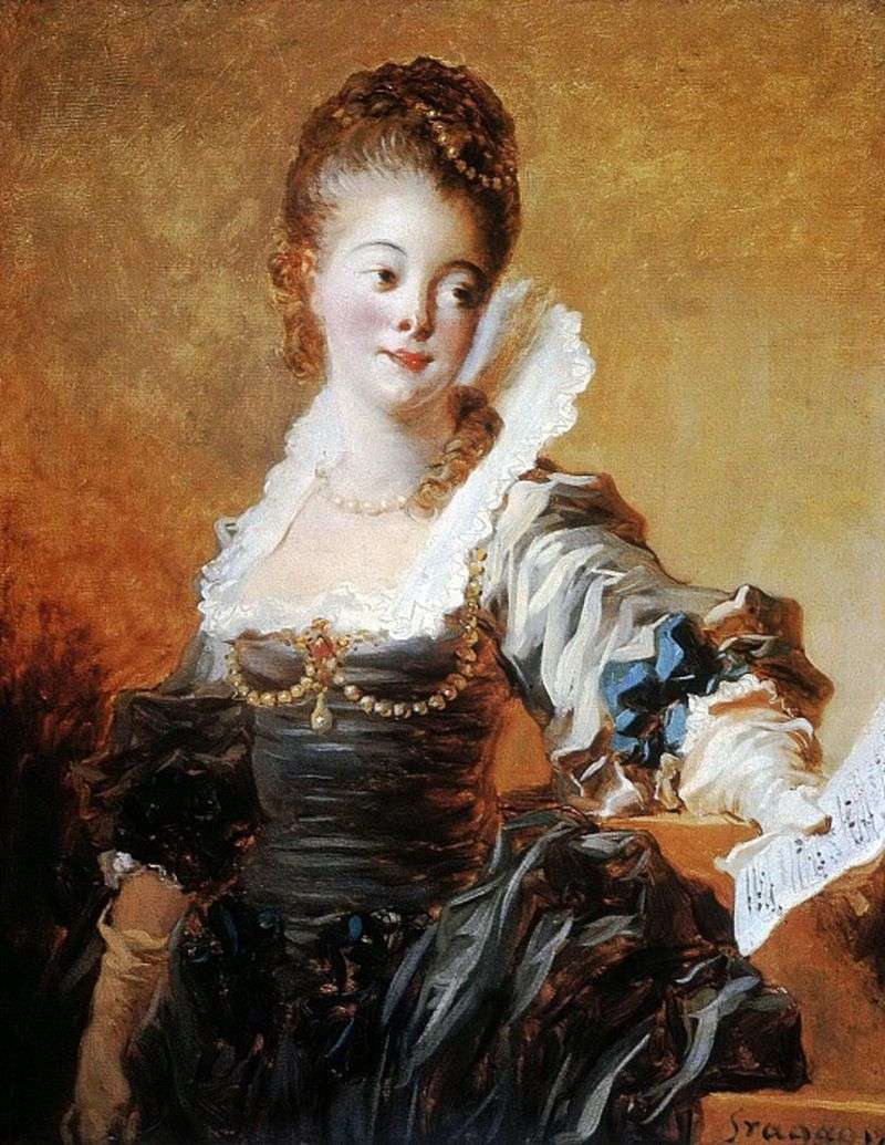 Portrait of a singer holding a music sheet by Jean Honore Fragonard