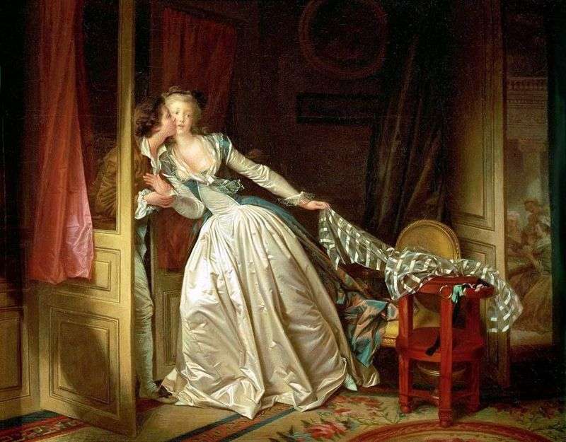 Kiss furtively by Jean Honore Fragonard
