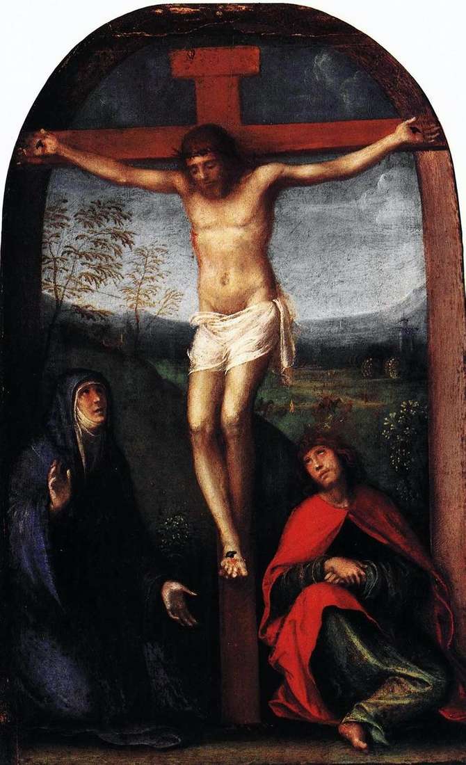 Crucified Christ with Mary and Saint John the Evangelist by Francesco Franche