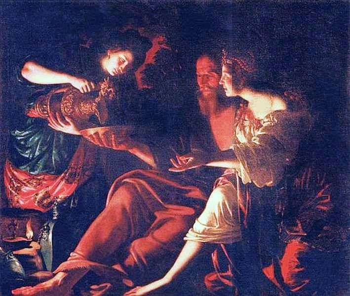 Lot with daughters by Giovanni Francesco Gwerrieri