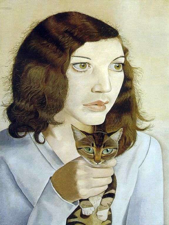 Girl with a cat by Lucien Freud