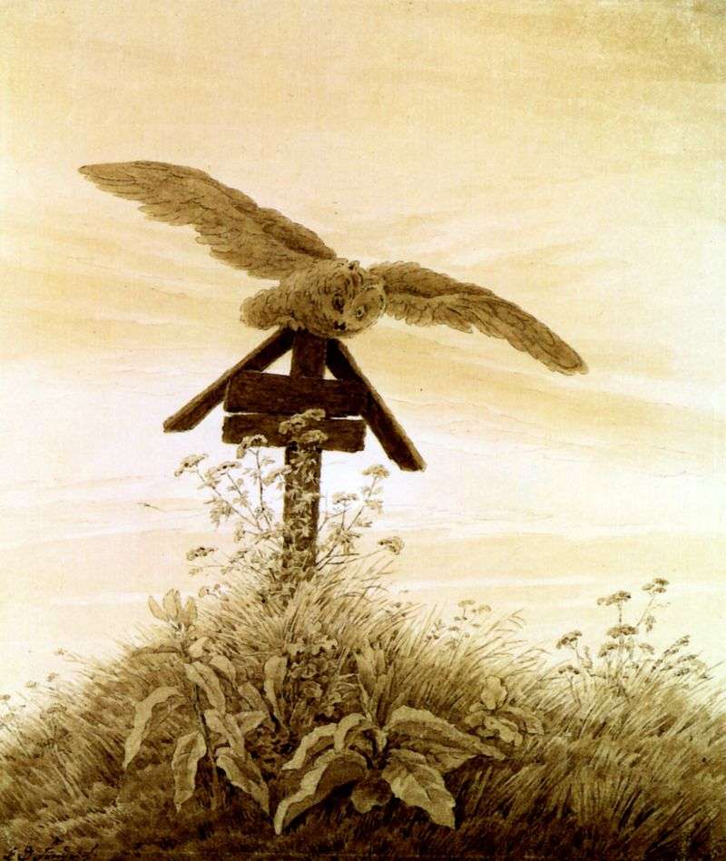 Owl on the grave by Kaspar David Friedrich